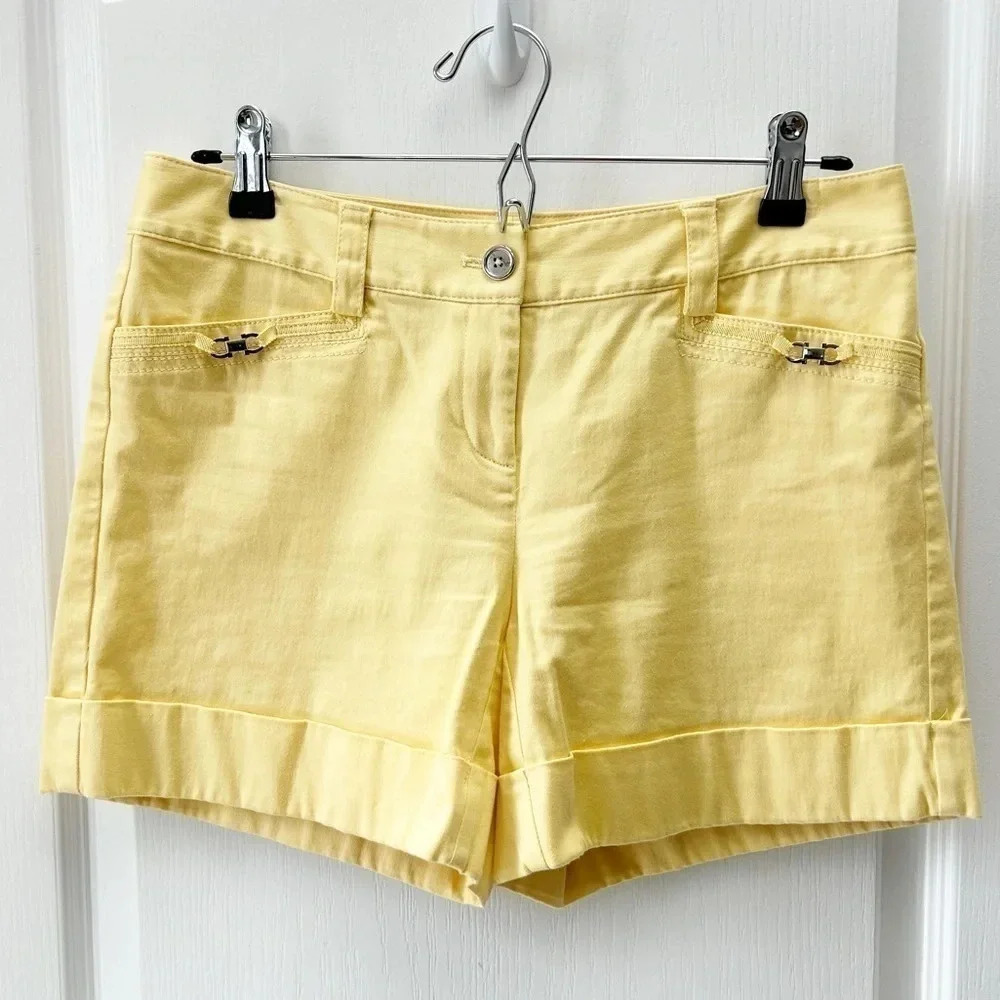 White House  Black Market Shorts Cuffed Yellow Size 2 - Picture 6 of 15